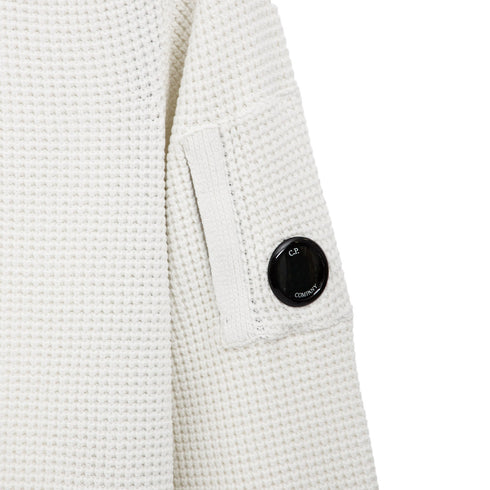 C.P. Company Knitwear Crewneck in Chenille Cotton Gauze White 103 17CMKN040A Degli Uberti